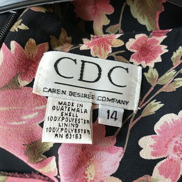 Caren Desiree Company Maxi Dress 14/M*Black Pink Floral Asian Fairy Cottagecore - Picture 11 of 11